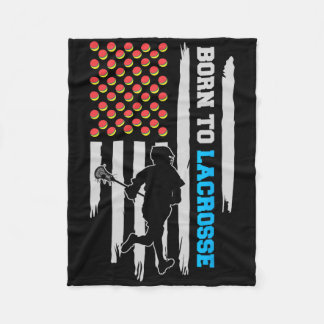 Vintage Usa Flag Lacrosse Player1  Fleece Blanket