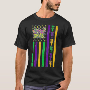 Vintage Usa Flag Mardi Gras Crawfish It's Mardi Gr T-Shirt