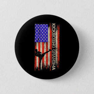 Vintage Usa Flag Mma Kickboxing Fighter Grandma Si 6 Cm Round Badge