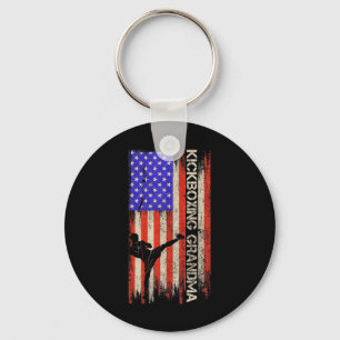 Vintage Usa Flag Mma Kickboxing Fighter Grandma Si Key Ring