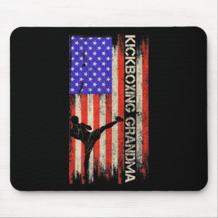Vintage Usa Flag Mma Kickboxing Fighter Grandma Si Mouse Pad