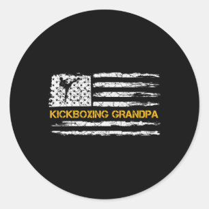 Vintage Usa Flag Mma Kickboxing Fighter Grandpa Si Classic Round Sticker
