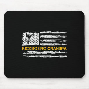 Vintage Usa Flag Mma Kickboxing Fighter Grandpa Si Mouse Pad