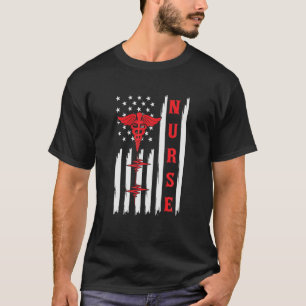 Vintage USA FLAG Nurses ER ICU NICU RN Nurses Men T-Shirt