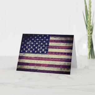Vintage USA flag on a brick wall Card