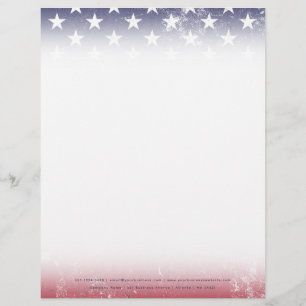 Vintage USA Flag Patriotic American Red White Blue Custom Letterhead