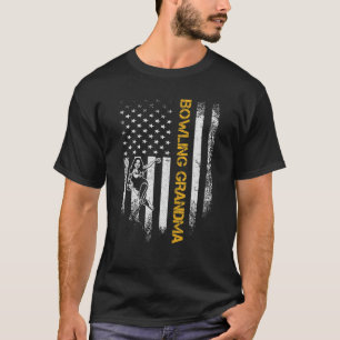 Vintage USA Flag Proud Bowling Grandma Bowler Silh T-Shirt