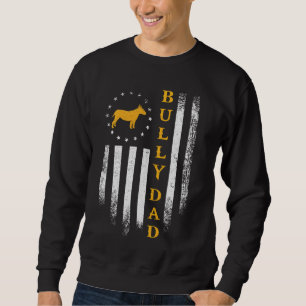 Vintage Usa Flag Proud Bull Terrier Dad Bully Silh Sweatshirt