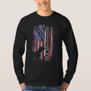Vintage Usa Flag Proud Dachshund Dad Wiener Dog Si T-Shirt