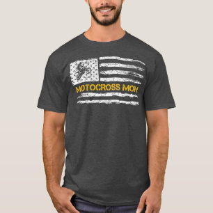 Vintage USA Flag Proud Motocross Dirt Bike Mum T-Shirt