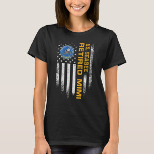 Vintage USA Flag Proud Retired US Seabee Veteran M T-Shirt