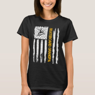 Vintage USA Flag Proud Skateboard Grandpa Skater S T-Shirt