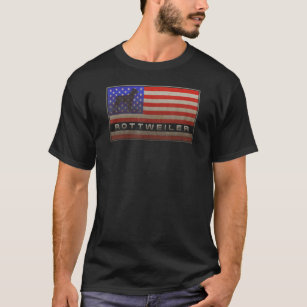 Vintage Usa Flag Rottweiler Dog Rottie  Silhouette T-Shirt