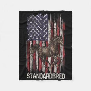 Vintage Usa Flag Standardbred Horse Lover1 Fleece Blanket