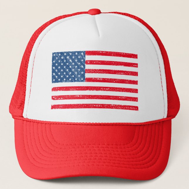 Vintage Usa flag  Trucker Hat (Front)