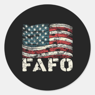 Vintage Usa Flag Trump Fafo Patriotic Retro Classic Round Sticker