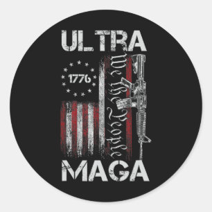 Vintage Usa Flag Ultra Gun Usa 4th Of July Trump 2 Classic Round Sticker
