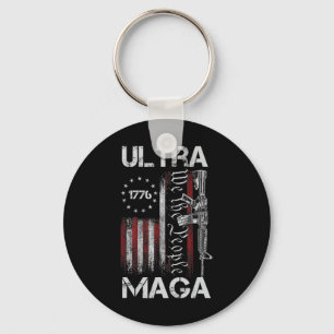 Vintage Usa Flag Ultra Gun Usa 4th Of July Trump 2 Key Ring