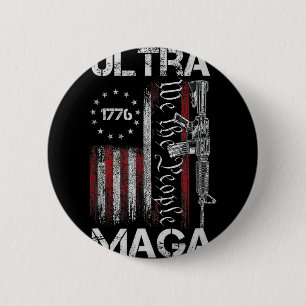 Vintage Usa Flag Ultra Mega Gun Usa 4th Of July Tr 6 Cm Round Badge