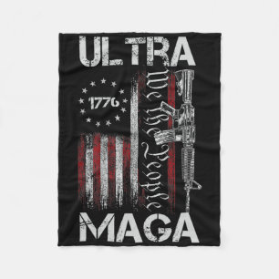 Vintage Usa Flag Ultra Mega Gun Usa 4th Of July Tr Fleece Blanket