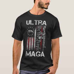Vintage Usa Flag Ultra Mega Gun Usa 4th Of July Tr T-Shirt