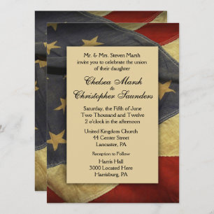 Vintage USA Flag Wedding Invitation