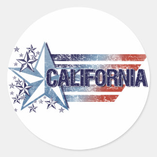 Vintage USA Flag with Star – California Classic Round Sticker