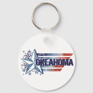 Vintage USA Flag with Star – Oklahoma Key Ring