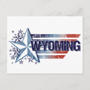 Vintage USA Flag with Star – Wyoming Postcard