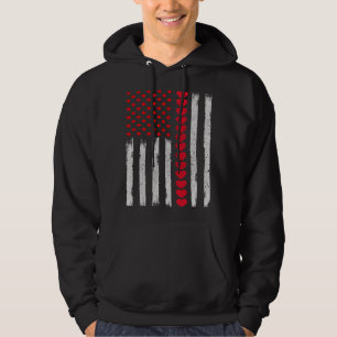 Vintage USA Flag with Valentine's Day Hearts For W Hoodie