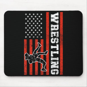 Vintage USA Flag Wrestling Wrestler Girl Martial Mouse Pad