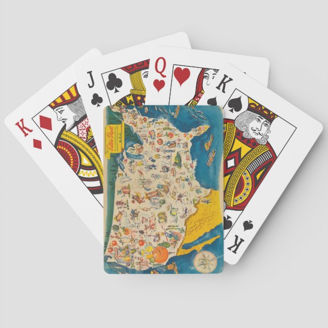 Vintage USA Food Map Playing Cards (Back)
