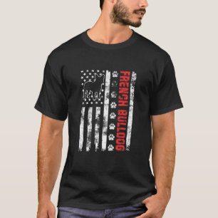 Vintage Usa French Bulldog American Flag Patriotic T-Shirt