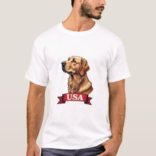 Vintage USA Golden Retriever Engraving Shirt