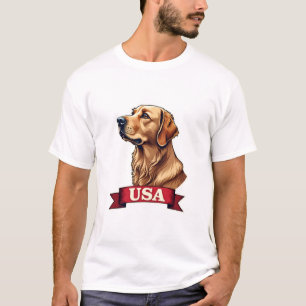 Vintage USA Golden Retriever Engraving Shirt