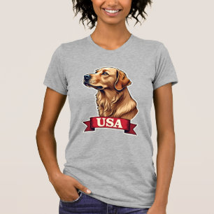 Vintage USA Golden Retriever Engraving Shirt