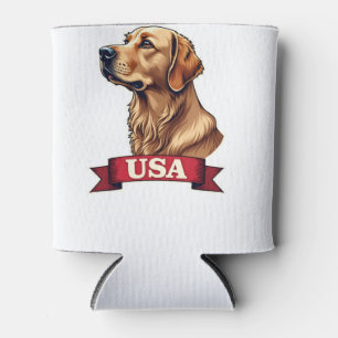 Vintage USA Golden Retriever Engraving Shirt Can Cooler
