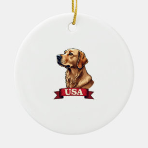 Vintage USA Golden Retriever Engraving Shirt Ceramic Ornament
