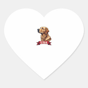 Vintage USA Golden Retriever Engraving Shirt Heart Sticker