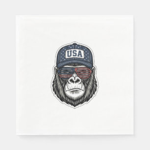 Vintage USA Gorilla Sunglasses Patriotic Shirt Des Napkin