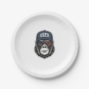 Vintage USA Gorilla Sunglasses Patriotic Shirt Des Paper Plate