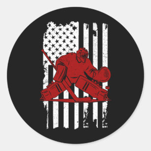 Vintage Usa Hockey Player - Us Flag 4th Of July Ho Classic Round Sticker