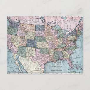 Vintage USA Map Postcard