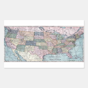 Vintage USA Map Rectangular Sticker