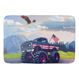 Vintage, USA monster truck Bath Mat