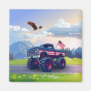 Vintage, USA monster truck Magnet