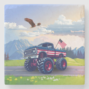 Vintage, USA monster truck Stone Coaster