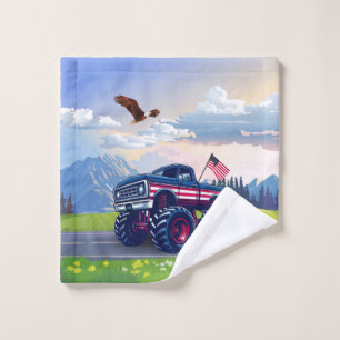 Vintage, USA monster truck Wash Cloth