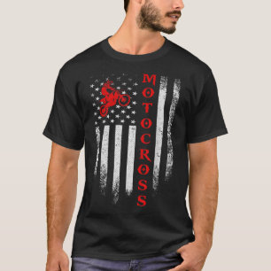 Vintage USA Motorcross Dirt Bike American Flag Pat T-Shirt