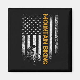 Vintage Usa Mountain Biking American Flag Bike Pat Magnet